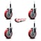 Service Caster 5'' Red Poly Wheel Swivel 3/4'' Expanding Stem Caster Set, 4PK SCC-EX20S514-PPUB-RED-34-4 - alternate 4